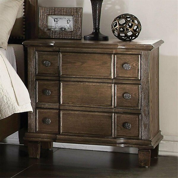 Salle De Bain Usa 26 x 27 x 18 in. Acacia Wood & Oak Veneer Nightstand - Weathered Oak SA3086642